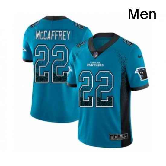 Mens Nike Carolina Panthers 22 Christian McCaffrey Limited Blue Rush Drift Fashion NFL Jersey